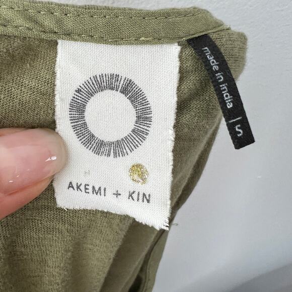 Anthropologie Akemi + Kin Moss Green Cami with Floral Embroidery Tank Top S - Picture 5 of 7